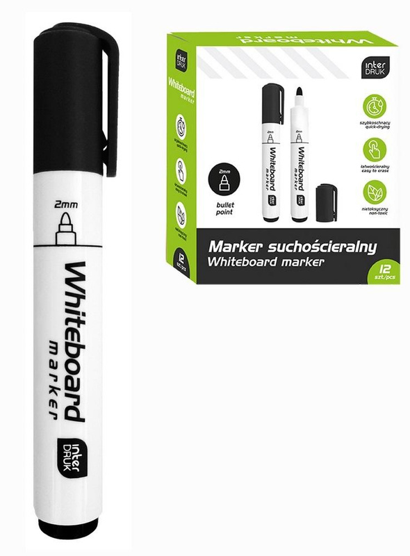 Marker suchościeralny czarny (12szt)