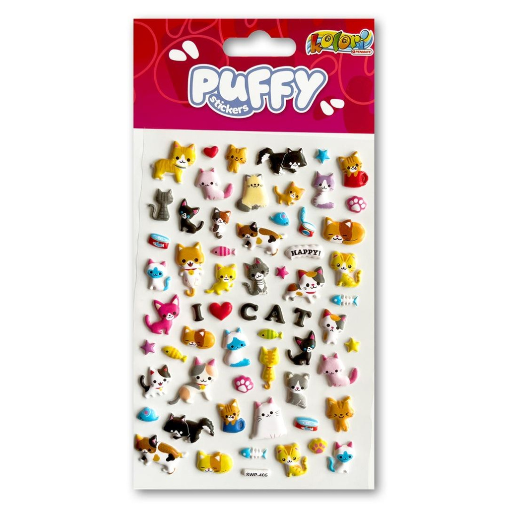 Naklejki puffy I Love Cat