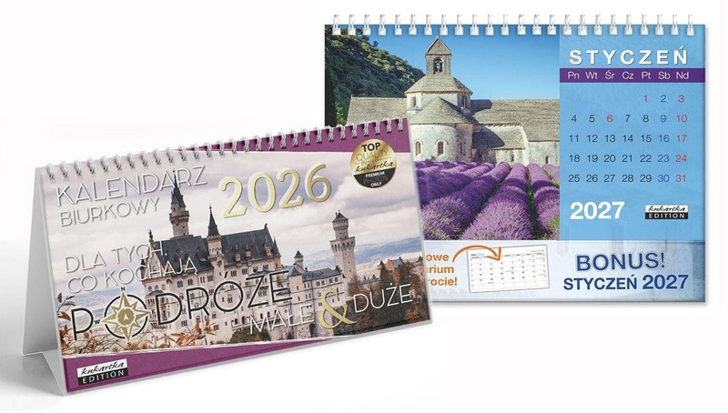 Kalendarz 2026 biurkowy Podróże