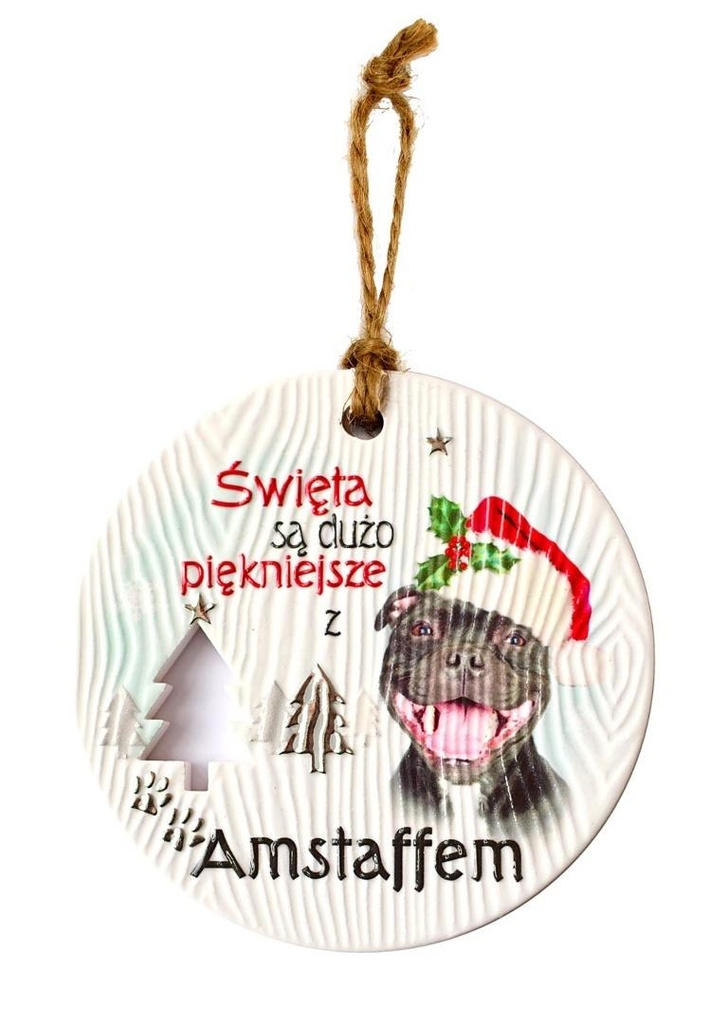 Zawieszka ceramiczna Boże Narodzenie Amstaff