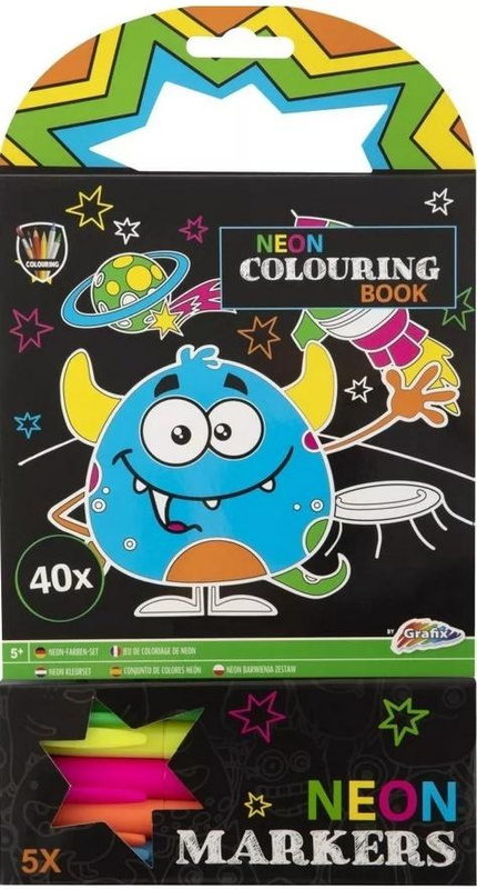 Kolorowanka neonowa Potworek