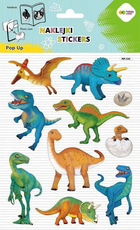 Naklejki 3D Pop Up Dino World 146x240 HAPPY COLOR