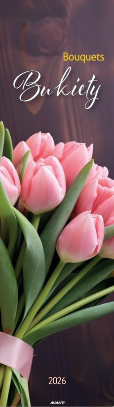 Kalendarz 2026 ścienny paskowy 13x46cm Bukiety