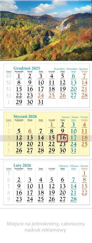 Kalendarz 2026 ścienny trójdzielny Jura