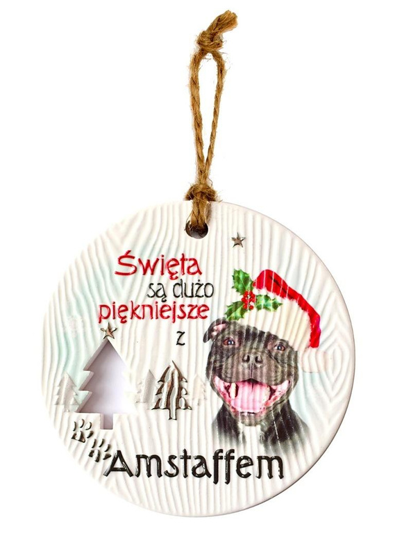 Zawieszka ceramiczna Boże Narodzenie Amstaff