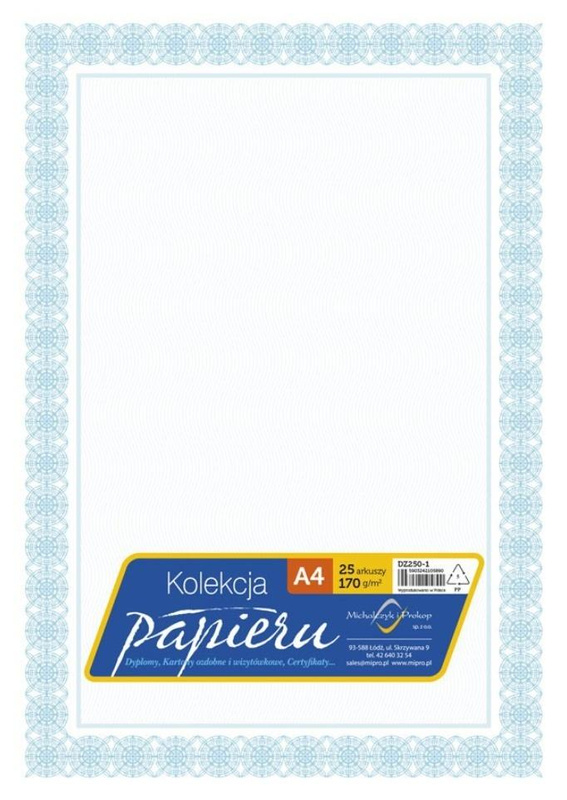 Papier ozdobny A4 certyfikat dyplom 170g/m2 25ar