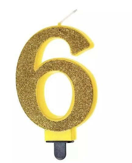 Świeczka urodzinowa brokatowa 6