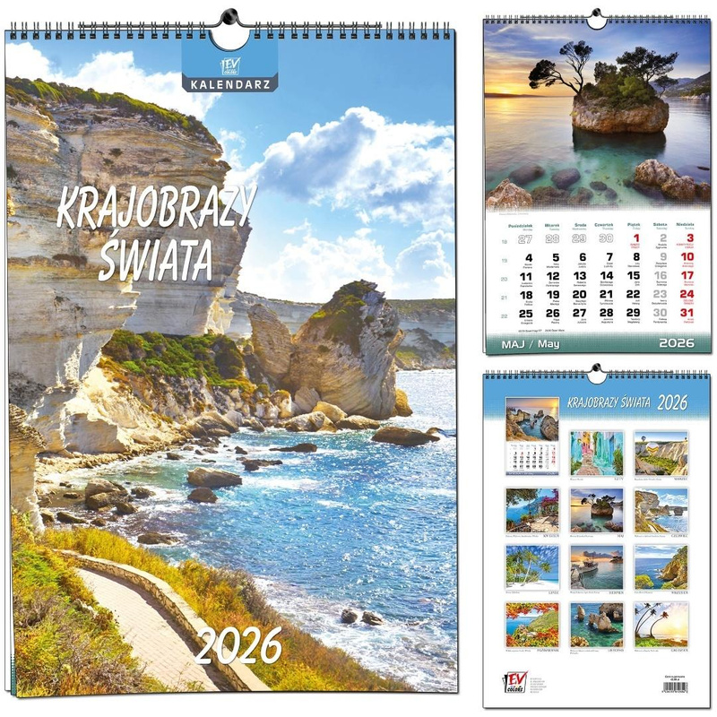 Kalendarz 2026 B3 13 planszowy Krajobrazy Świata