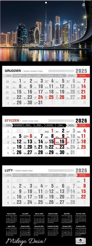 Kalendarz 2026 trójdzielny premium Dubai