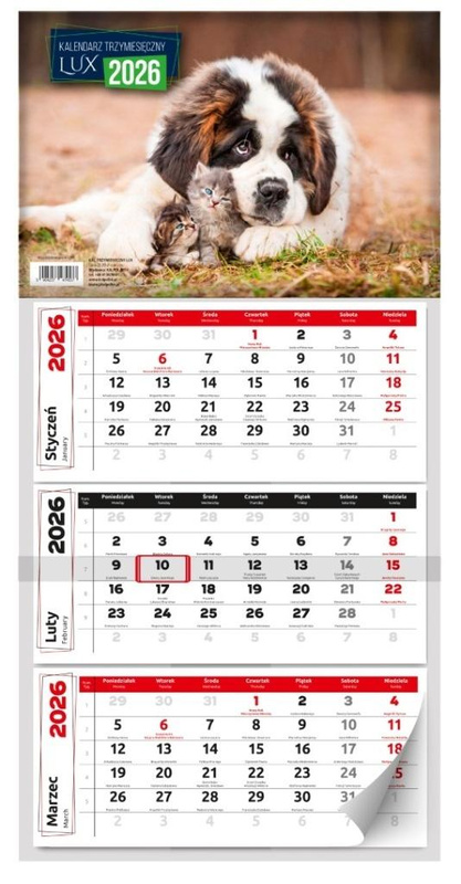 Kalendarz 2026 miesięczny lux