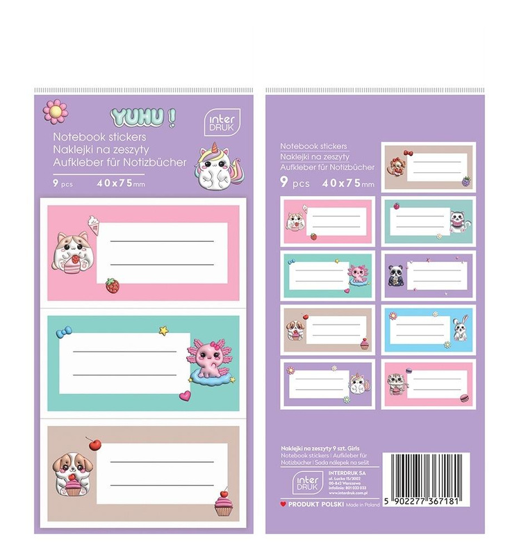 Naklejki na zeszyty Girls 9szt