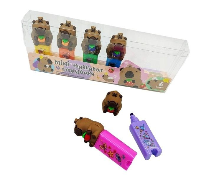Zakreślacz mini 6szt Kapibara
