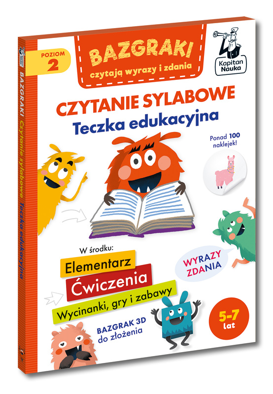 Bazgraki czytają wyrazy i zdania. Czytanie sylabowe. Teczka edukacyjna. Kapitan Nauka. Bazgraki, Zuzanna Osuchowska
