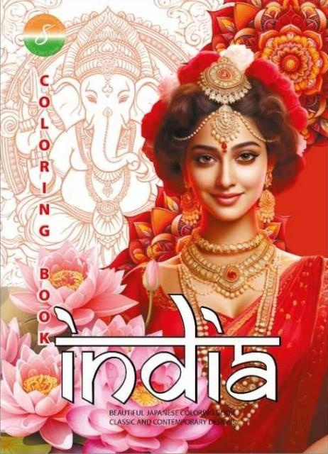 Kolorowanka A4 pionowa 8 obrazków India pomarańcz