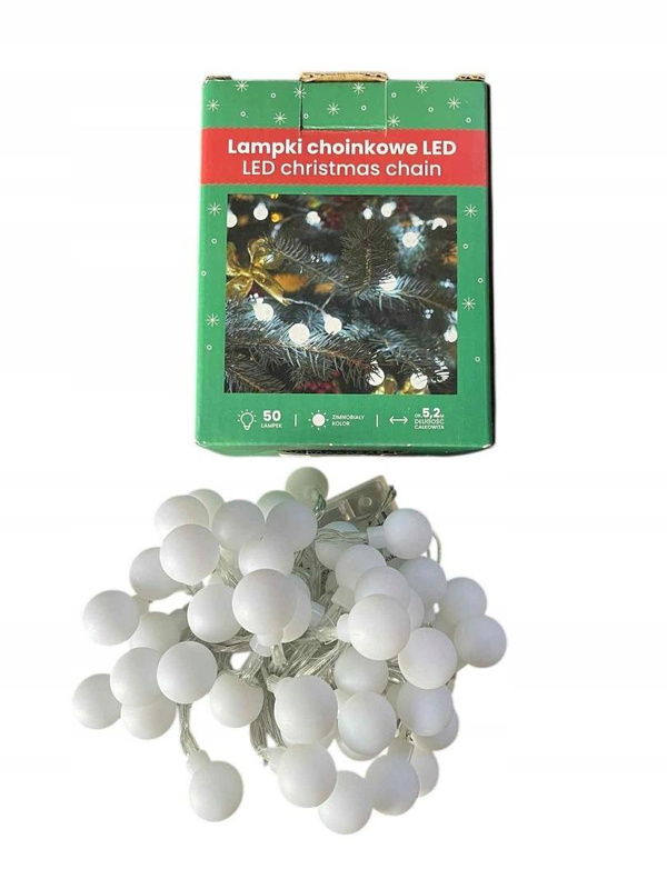 Lampki choinkowe LED zimnobiałe 5,2m