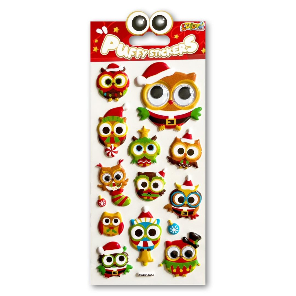 Naklejki puffy Christmas Owls