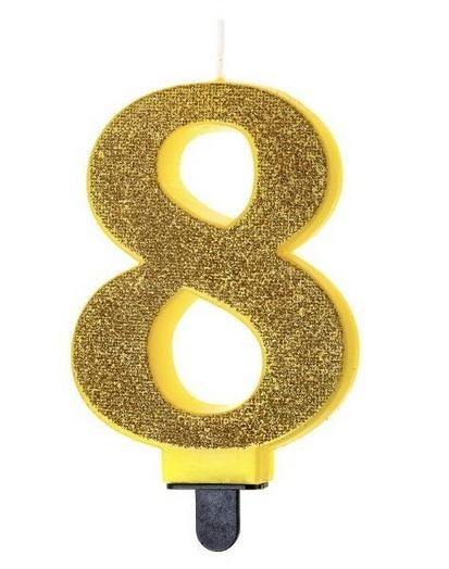 Świeczka urodzinowa brokatowa 8
