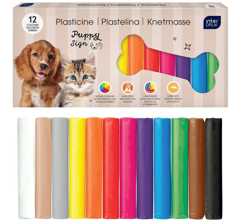 Plastelina 12 kolorów Puppy Sign