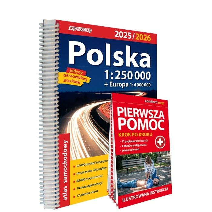 Atlas samochodowy Polska 1:250 000 w.2025/2026, praca zbiorowa