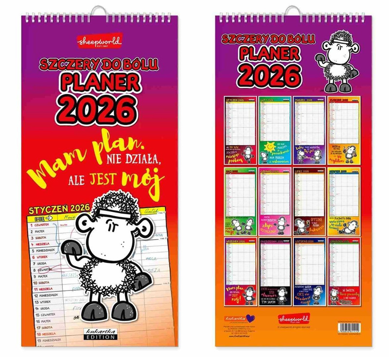 Kalendarz 2026 ścienny planer Sheepworld szczery