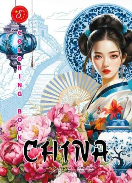 Kolorowanka A4 pionowa 8 obrazków China niebieski