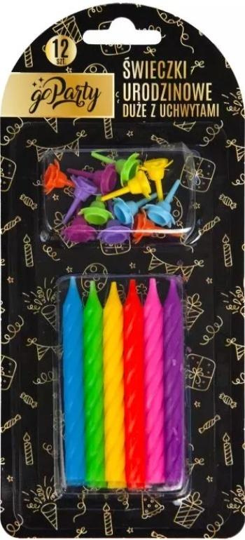Świeczki urodzinowe kolorowe 12szt
