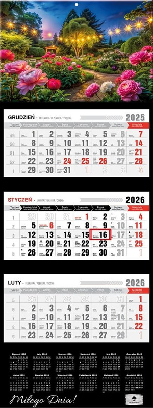 Kalendarz 2026 trójdzielny premium romantico