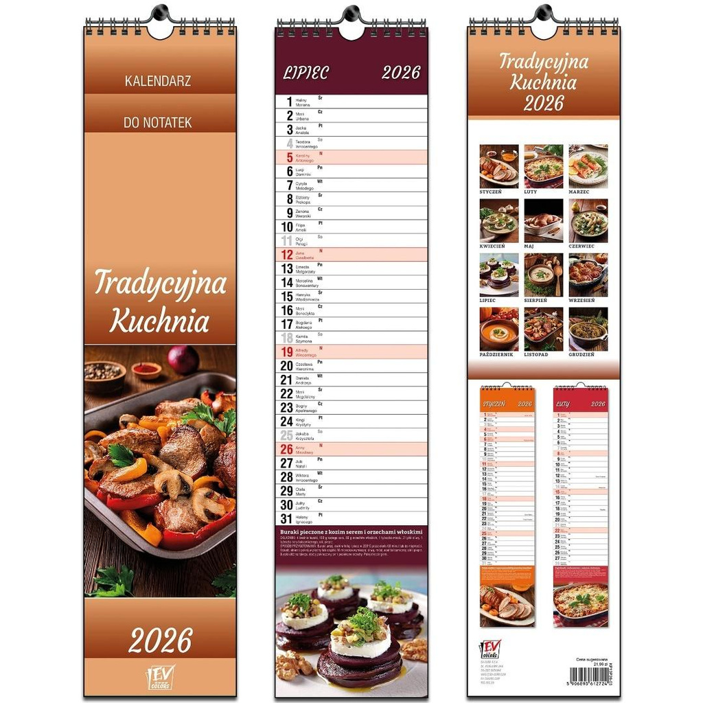 Kalendarz 2026 paskowy 13 planszowy Kuchnia