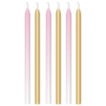 Świeczki urodzinowe ombre różowe 12cm 6szt.