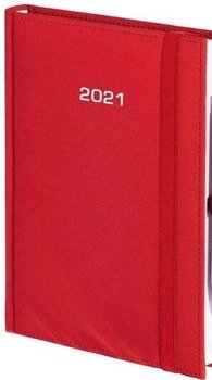 Kalendarz 2021 A5 Dzienny Cross z gumką czerwony