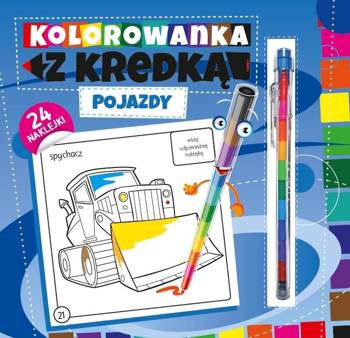 Kolorowanka z kredką. Pojazdy - praca zborowa