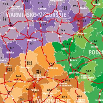 Mapa ścienna Polska kody pocztowe