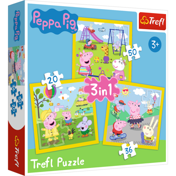 Puzzle 3w1 (20,36,50) Wesoły dzień Peppy 34849